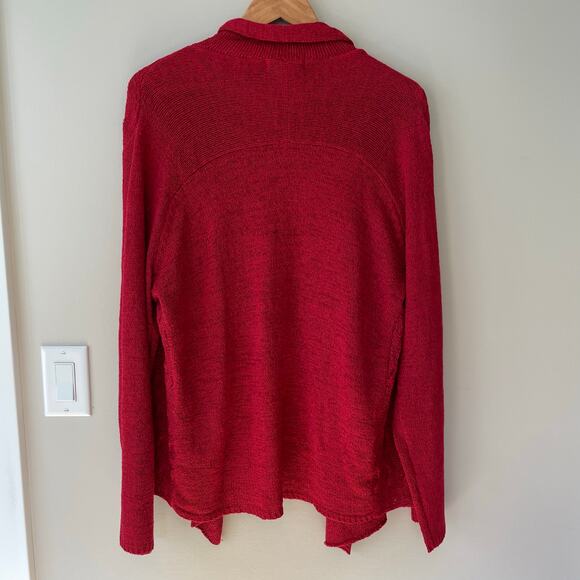 NWT Coldwater Creek Open Front Cardigan Size 1X Red Cable Designs Flowy - Picture 3 of 9